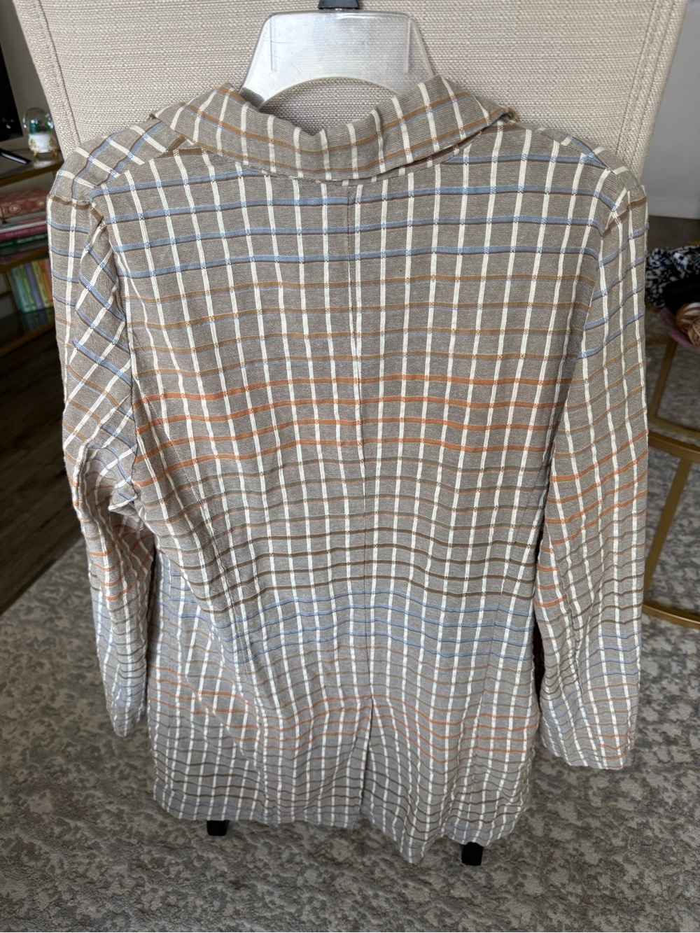 Free People Better Together Plaid Blazer & Mini Dress Set Taupe Cotton Size M - Picture 9 of 15